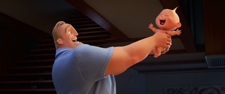 Incredibles 2 (Pictured) - RISING SON – In Disney•Pixar’s “Incredibles 2,” Bob (voice of Craig T. Nelson) is left to navigate the day-to-day heroics of “normal” life, giving him an opportunity to bond with his younger son, Jack-Jack, whose superpowers are emerging—much to Dad’s surprise. Directed by Brad Bird and produced by John Walker and Nicole Grindle, “Incredibles 2” busts into theaters on June 15, 2018. ©2018 Disney•Pixar. All Rights Reserved.