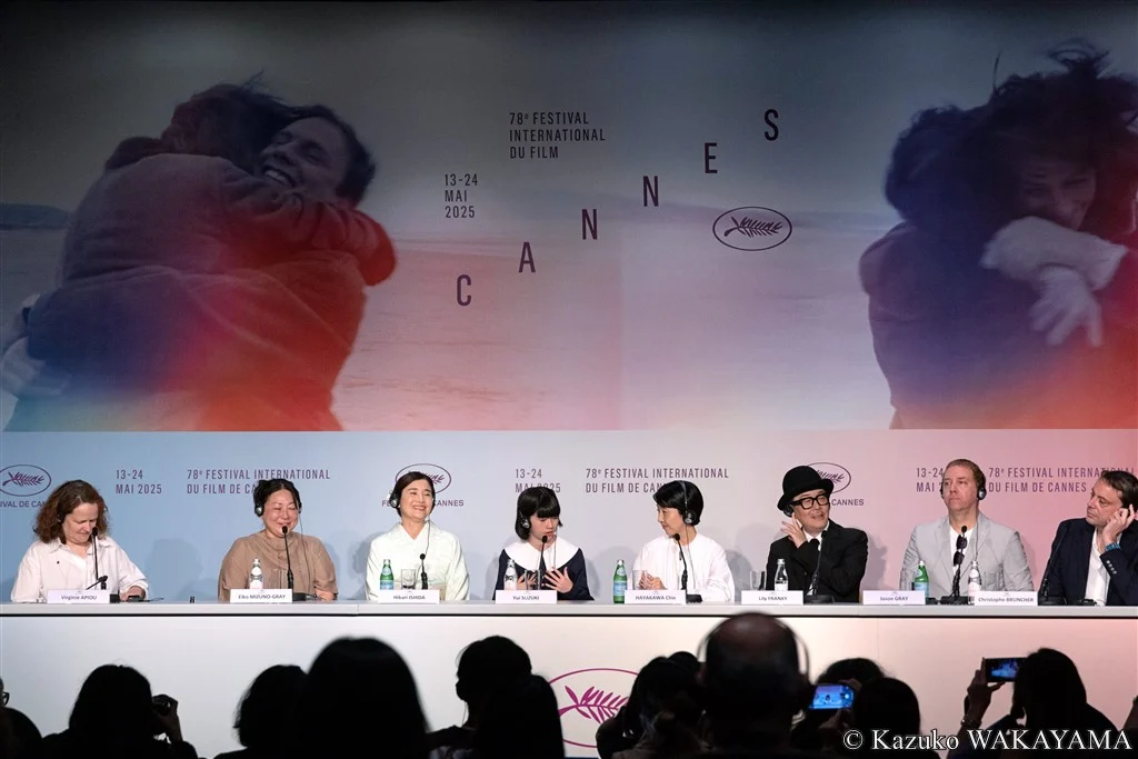 【写真】第78回カンヌ国際映画祭 コンペティション部門 映画『ルノワール』公式記者会見 (早川千絵監督、鈴木唯、石田ひかり、リリー・フランキー)