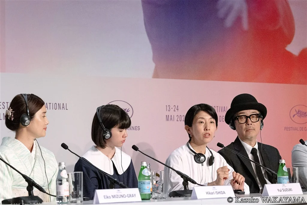 【写真】第78回カンヌ国際映画祭 コンペティション部門 映画『ルノワール』公式記者会見 (早川千絵監督、鈴木唯、石田ひかり、リリー・フランキー)