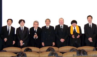 【写真】映画『ひみつきちのつくりかた』公開記念舞台挨拶 (廣末哲万、佐藤貢三、藤田健彦、もりたかお、白畑真逸、板橋知也監督、恵水流生プロデューサー)